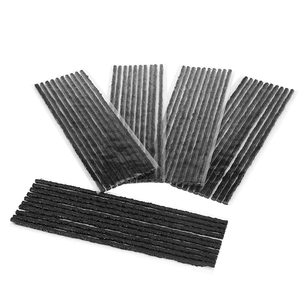 

50pcs Black Tubeless Tyre Tire Puncture Repair Seal Rubber Strips Car Motorcycle 200*3.5mm