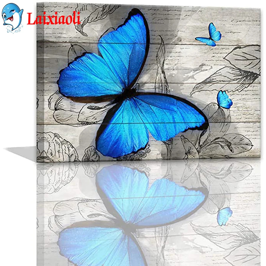 

Diamond Embroidery "blue butterfly Cartoon " Diamond Painting Cross Stitch Full Square Round Picture Of Rhinestone Home Decor