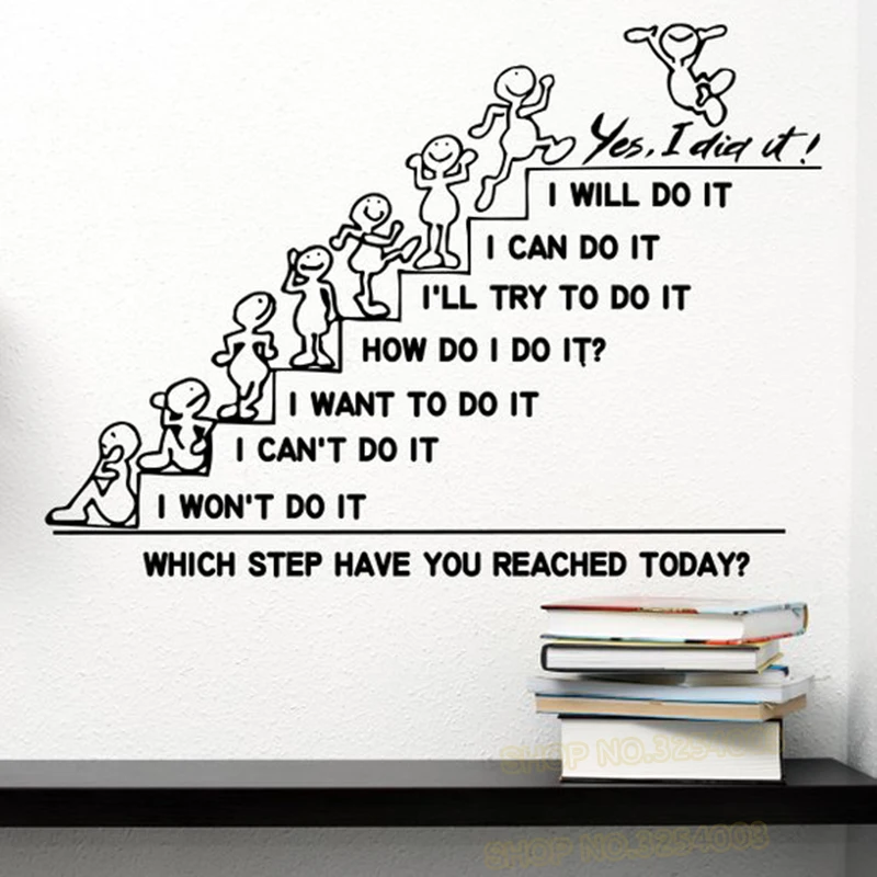 

Motivation Wall Decals Quote Which Step Have You Reached Today Decal Office Sticker Bedroom Nursery Home Decor Art Murals L895