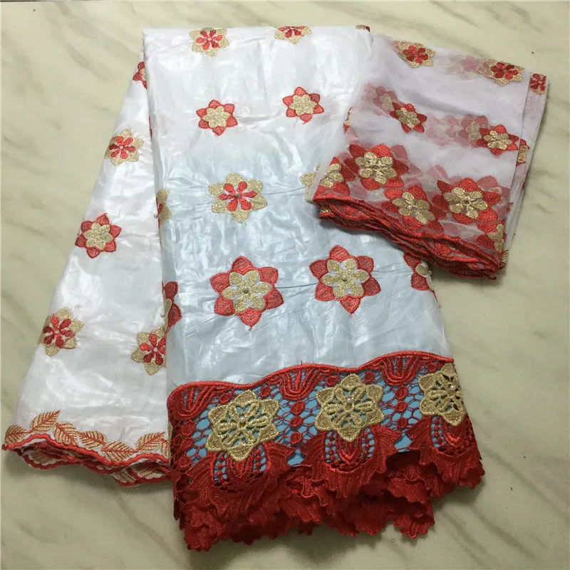 Высокое качество Белый Красный Базен Riche Getzner ткань Новый дизайн Африканский