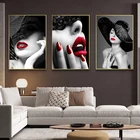 Модный плакат с изображением сексуальных красных губ, настенная живопись, Картина на холсте, женский красивый настенный плакат, украшение для спальни и дома