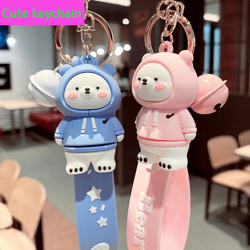 

Key Pendant Cute Sweater Panda Leather Bag Car Plastic Soft Rubber Doll Key Ring Keychain Accessories Jewelry Festivals Gift
