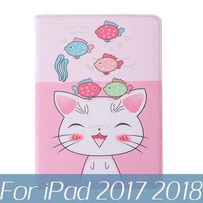 Для iPad 10,2 чехол для планшета тройной складной чехол для iPad 9,7 air 3 10,5 Pro 10,5 чехол с мультяшным котом - Цвет: C3 for ipad2017 2018