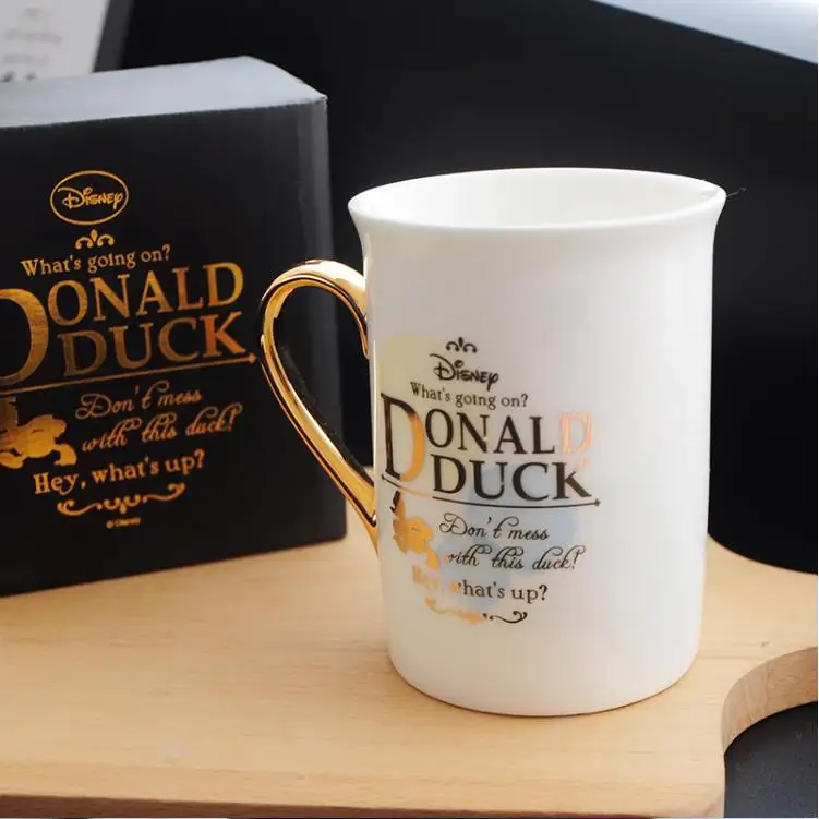 Керамика 320 мл Мультфильм Дональд Дак кофе кружки чашки воды молочные с золотая