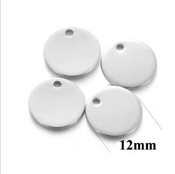 12mm Silver 10 шт из нержавеющей стали металлические плоские круглые пустые монеты шармы с тиснением бирки подвески - Цвет: 12mm Silver