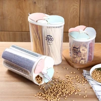 4 grids plastic kitchen food storage box rotating dry food rice container storage case flour grain storage bottle jar