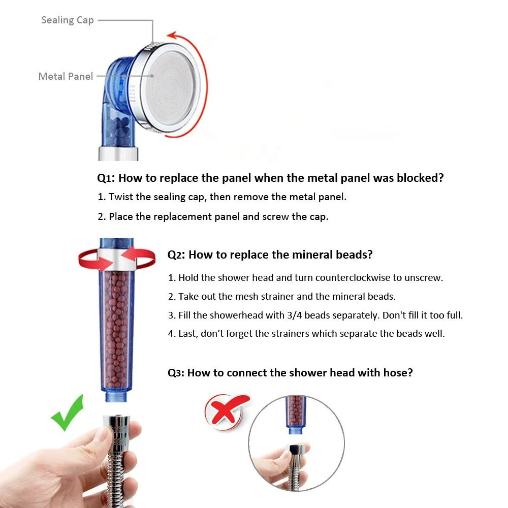 Дропшиппинг SPA Stone Dream Tri Function Handheld Lonic Filter Bead Регулируемая насадка для душа под