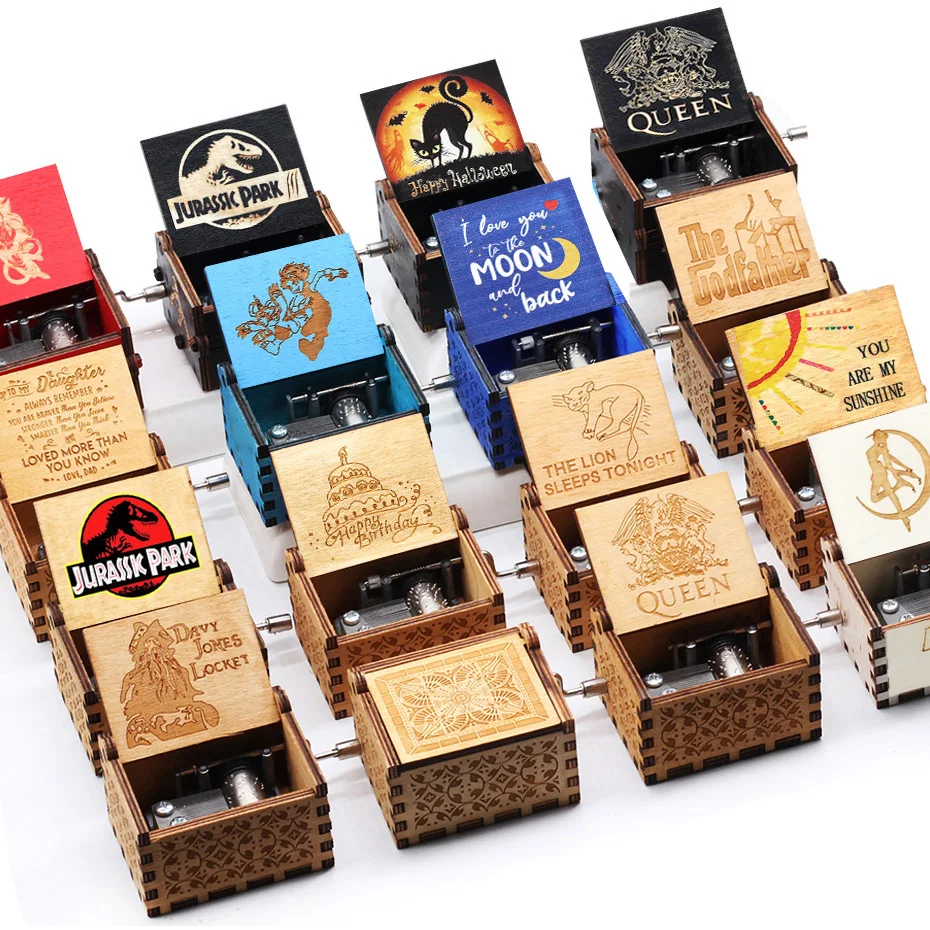 Хит продаж деревянная музыкальная шкатулка с ручкой черная королева парка