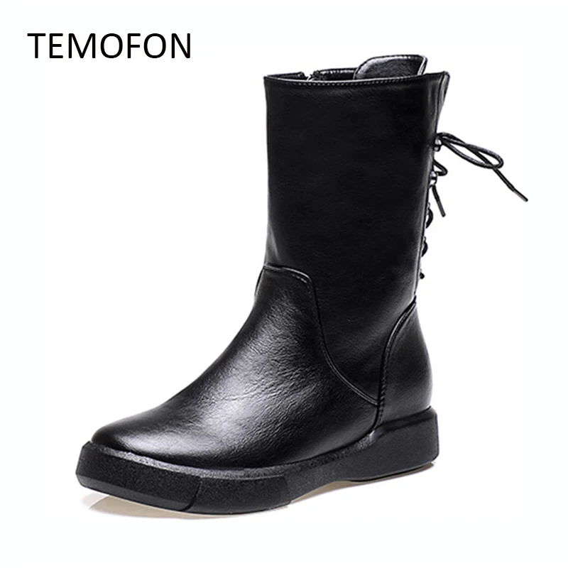 Женские ботильоны Martin Женская зимняя обувь кожаные на плоской подошве