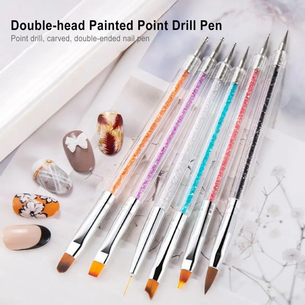 

6Pcs/Set Nail Art Pen Useful Compact Professional Double-ended Nail Draw Line Pen Kit for Female Nail Pen Nail Art Brush