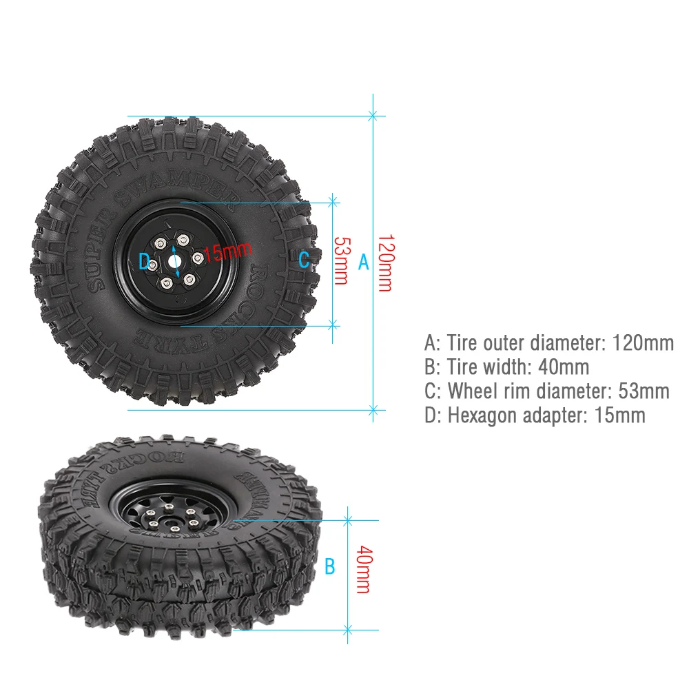 4 шт. AUSTAR 5020 + 617BK 120 мм 1 9 ''комплект резиновых колес с ободом для 1/10 Traxxas HSP HPI SCX10