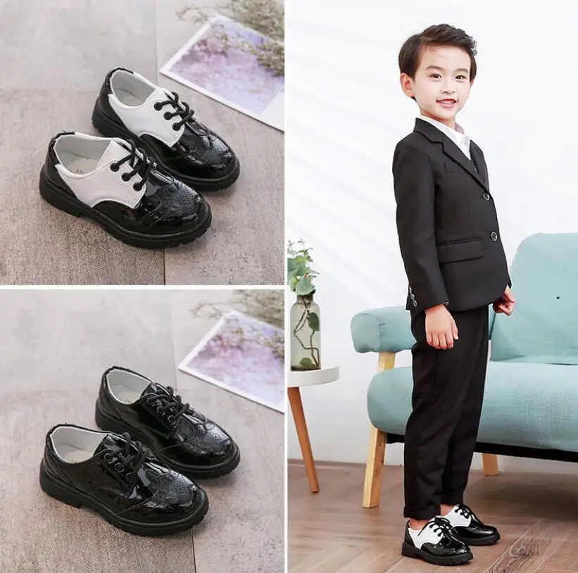 Новинка Детская кожаная обувь Свадебные модельные туфли для мальчиков и девочек