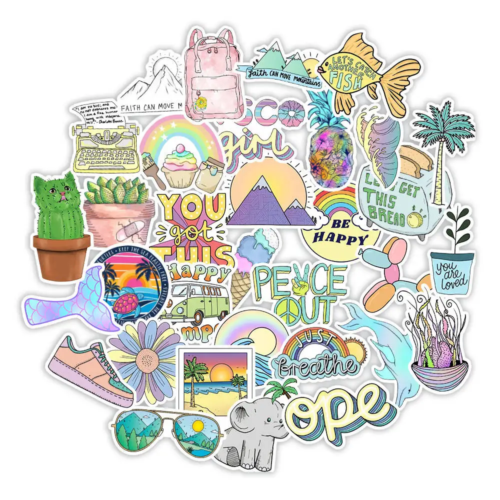 

50pcs Graffiti Aesthetic Stickers For Notebooks Planner Laptop Adesivos Craft Supplies Scrapbooking Material Christmas Sticker