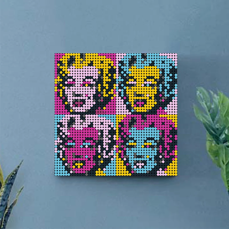 

MOC 4 In 1 Marilyn Monroeed Pixel Mosaic Art Painting DIY Building Blocks Painted Background Decoration Kids Toys Bricks Gifts