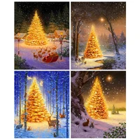 5d diy diamond painting full drill square christmas tree diamond embroidery landscape mosaic winter decor for home