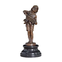 playing the accordion boy statue bronze small music sculpture art children room decor gifts