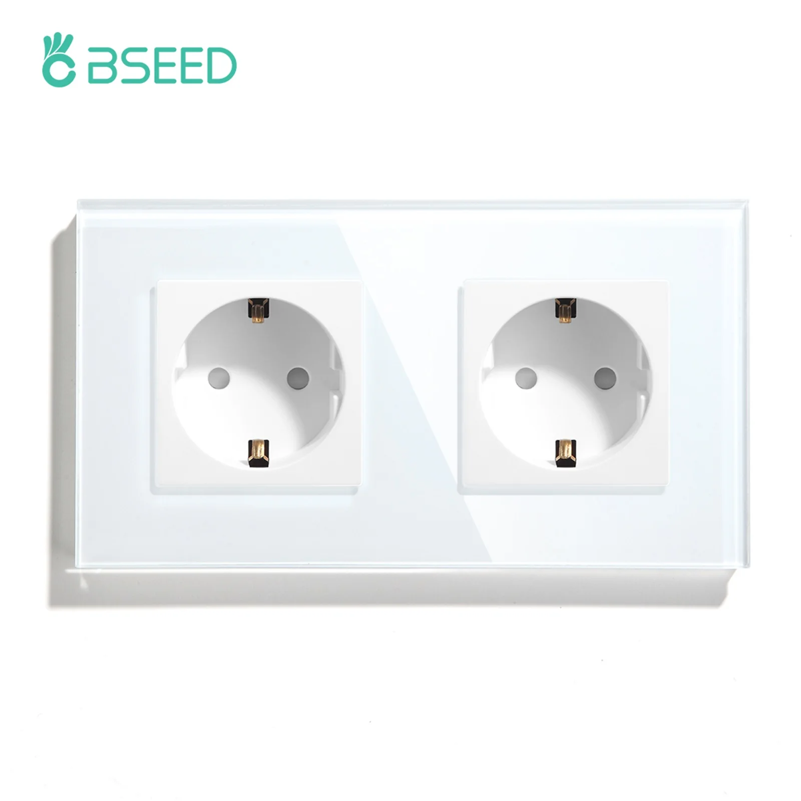 Bseed Doubl Tomada de Parede da ue Tomada Elétrica 250v Proteção Segurança da Criança Cristal Vidro Branco Ouro Preto 16a Soquetes elétricos
