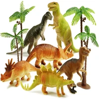 6pcsset realistic dinosaur model figure t rex triceratops velociraptor stegosaurus plus 2 trees educational toy for toddle kid