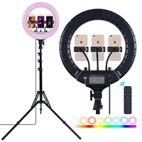 fosoto 14 inch led rgb ring light photographic lighting 2700 6500k ring lamp with tripod and usb port ringlight for phone makeup