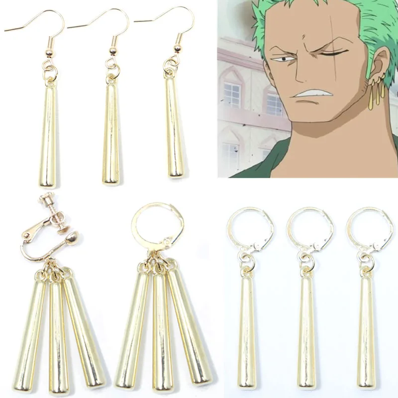 Japan Anime Roronoa Zoro Earrings Ear Clips  for Women Men Cosplay Hoops/Stud Earrings Handmade Trinket Jewelry Gift