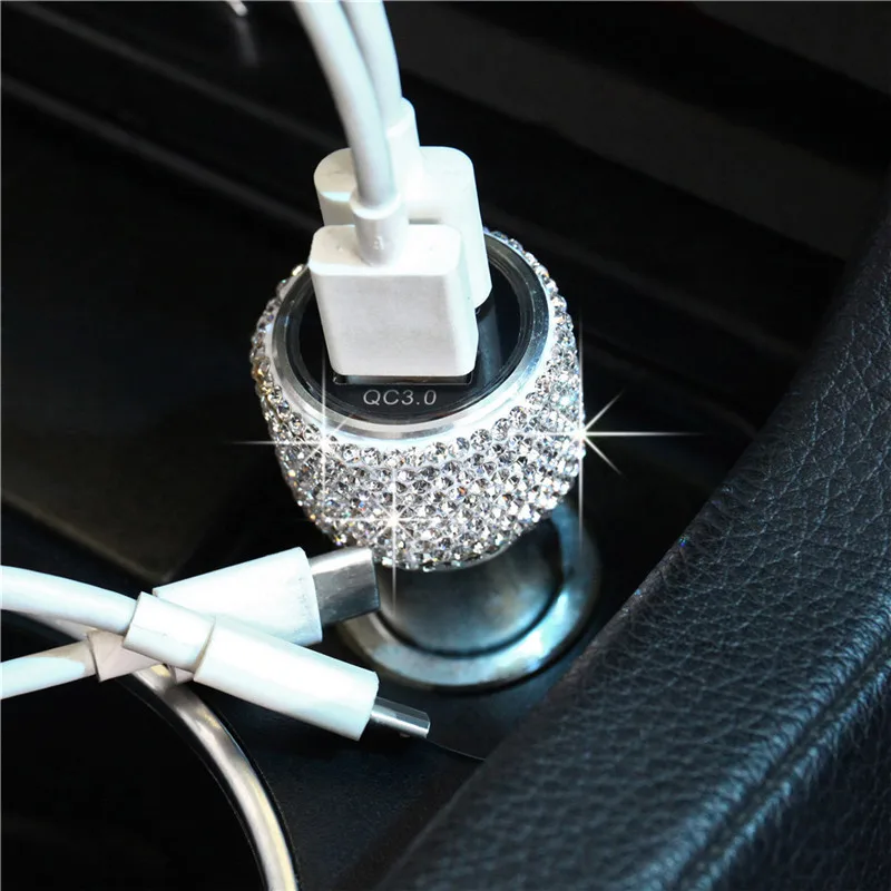 Алмазный Кристалл Двойной зарядное устройство USB линия Bling горный хрусталь автомобильного прикуривателя Универсальный кабель для передачи данных для iPhone Xiaomi huawei