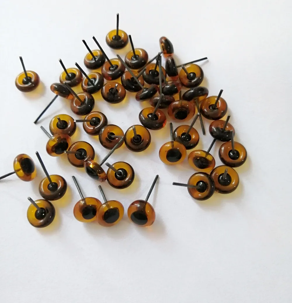 

60pcs/lot new animal eyes 3/4/5/6/7/8/9/10/11/12mm coffee glass toy pin eyes for diy wool felt handcraft findings--size option