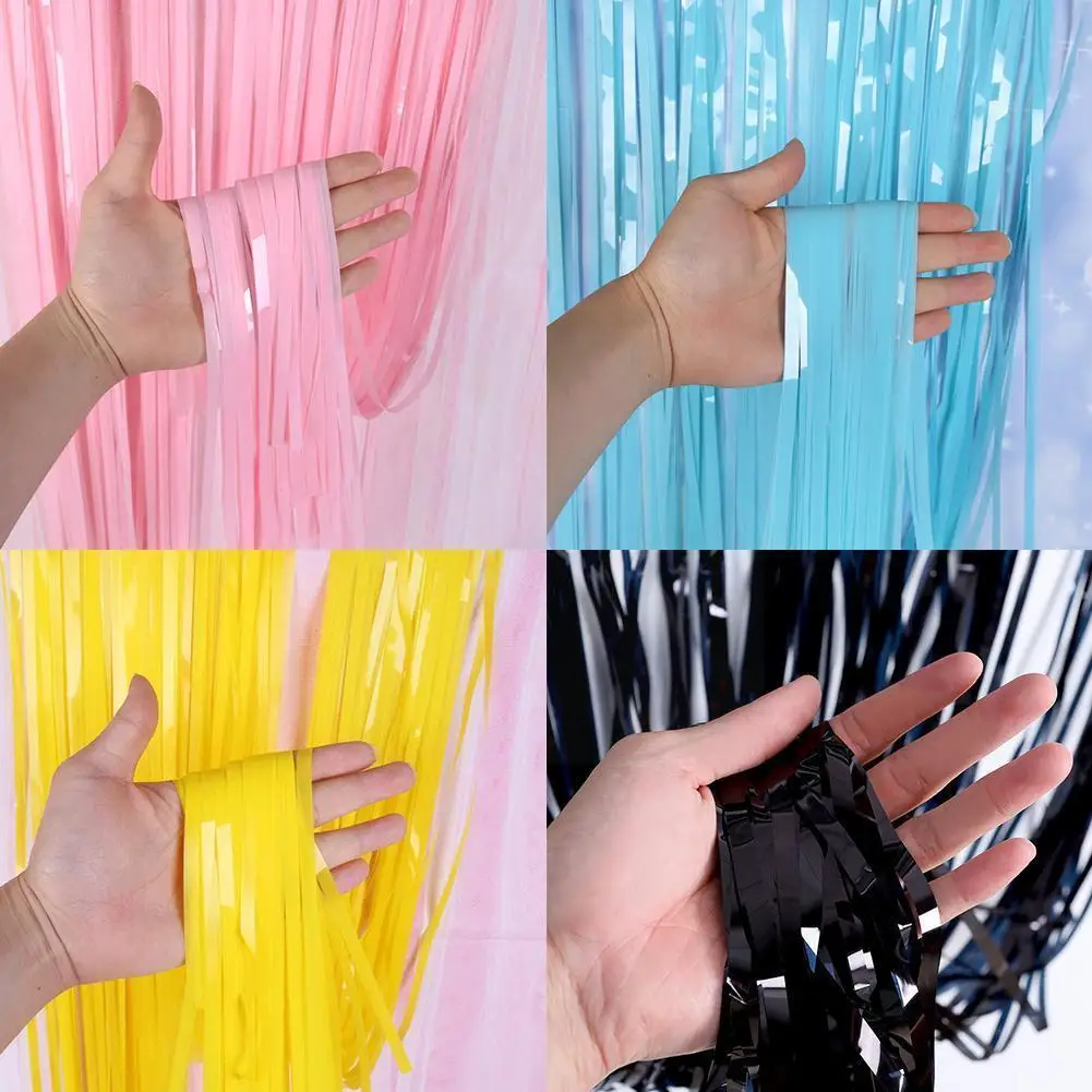 

Rain Silk Curtain Birthday Party Dessert Table Photo Colorful Garland Wedding Decor Room Background Backdrop Tassel P5W7