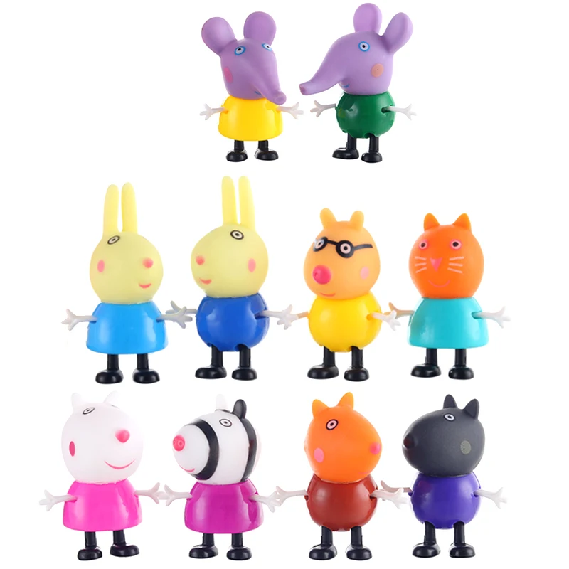 Оригинальные куклы Peppa Pig, Джордж, 25 шт., набор, фигурки из аниме, игрушки из мультфильма, семейные друзья, Свинка Пеппа, вечерние игрушки для детей, подарок на день рождения, Рождество - Цвет: 10 Pcs