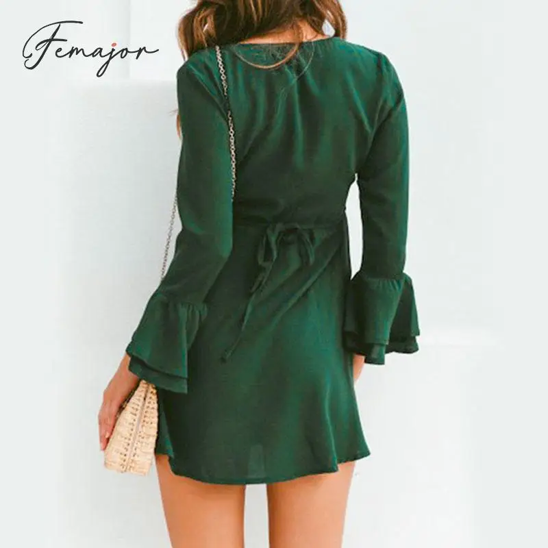 Femajor 2019 осеннее платье Для женщин модные красные короткие вечерние платья