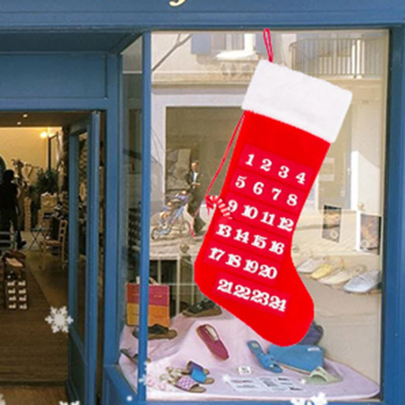 

Christmas Countdown Calendar Pendant Cartoon Christmas Stocking Calendar Non-woven Calendar Decorations