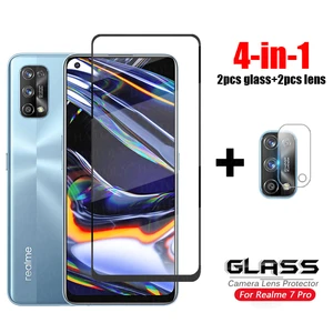 4-in-1 Glass on Realme 7 Pro Full Cover Tempered Glass For Realme X7 X 7 8 Pro 7i Camera Lens Screen Protector Film Realme 7 5G