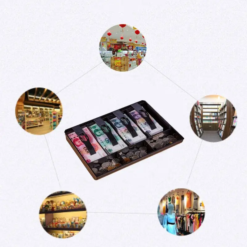 Домашний рынок черный пластиковый ящик для хранения монет денег лоток купюр