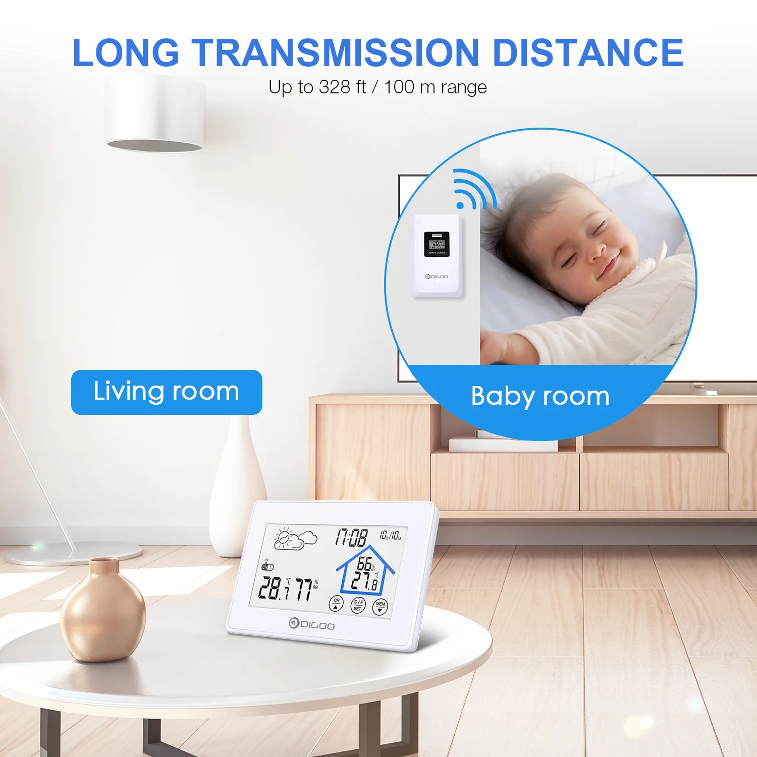 Новый будильник цифровые часы беспроводной датчик температуры и влажности