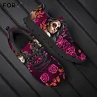Женские кроссовки с принтом FORUDESIGNS Day of the Dead, весенне-осенние повседневные кроссовки с красными розами и черепом