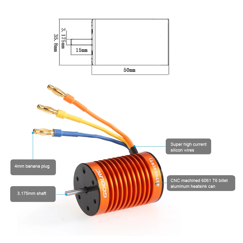 GoolRC F540 4370KV водонепроницаемый бесщеточный мотор для 1/10 RC автомобиля WLtoys 10428 12428 HG
