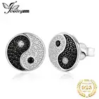 Женские серьги-гвоздики из серебра 925 пробы с шпинелем черного цвета