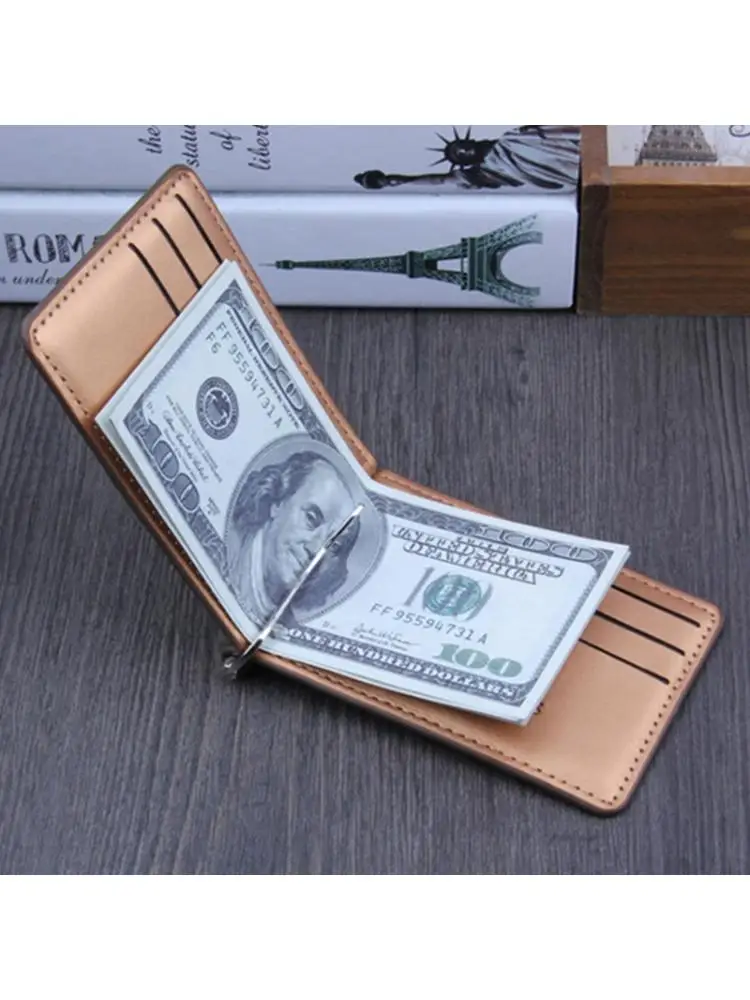 

Men Slim Wallet Money Clip Business PU Leather Cash ID Credit Card Holder