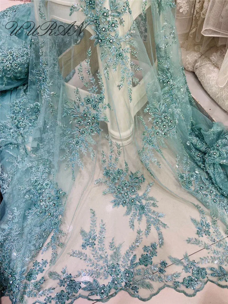 

African Beaded Lace Fabric 2020 High Quality Nigerian Wedding Aso-Ebi Dress Cord Embroidery French Tulle Lace Fabric