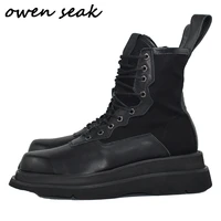owen seak men height boots high top ankle luxury trainers genuine leather lace up spring men desert boots casual black shoes