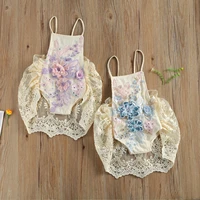 princess romper dress baby girls clothes lace crochet flower embroidery backless suspender jumpsuits baby sweet summer clothing