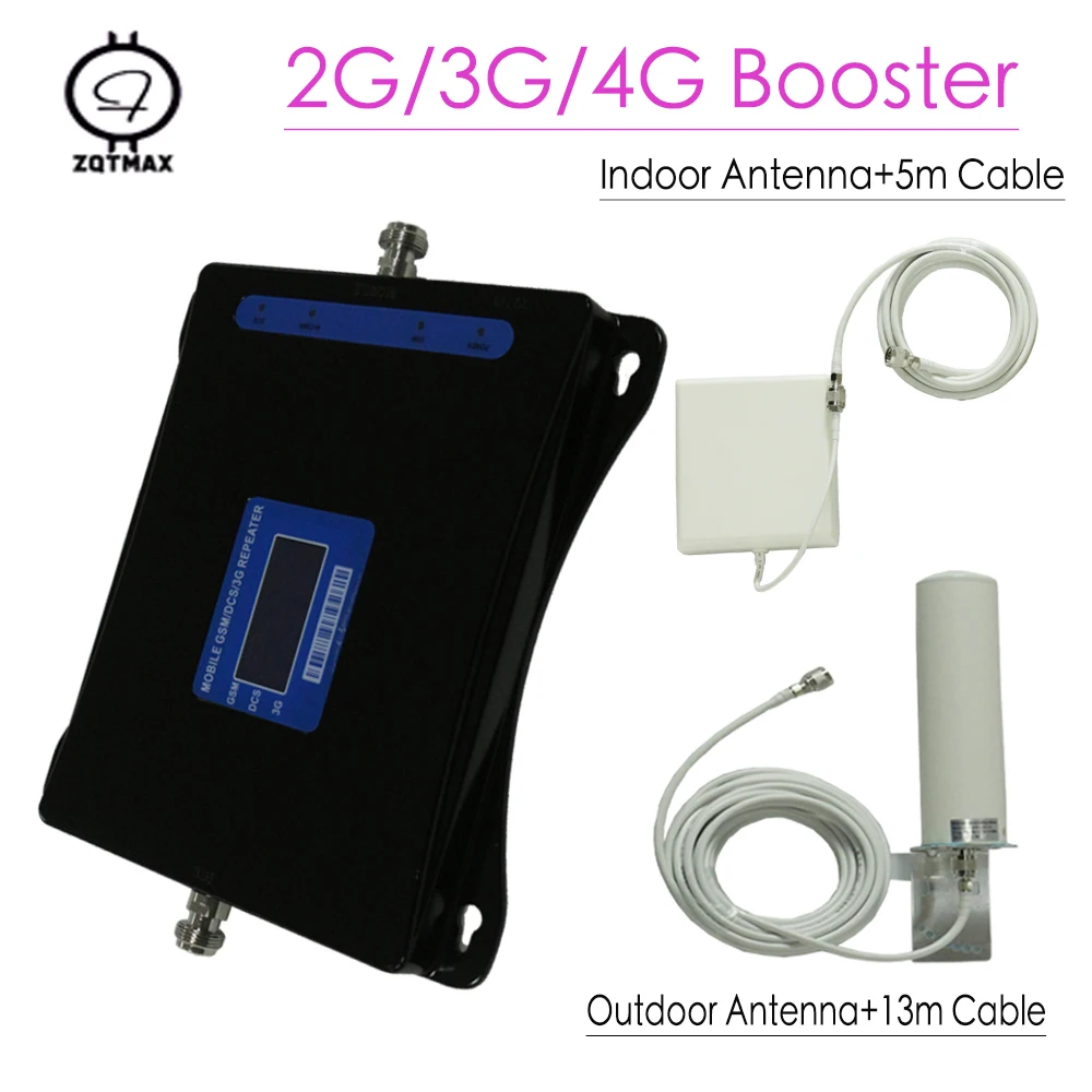 Усилитель сотового сигнала ZQTMAX 2G 3G 4G 900 1800 2100 мобильного dcs ретранслятор gsm с