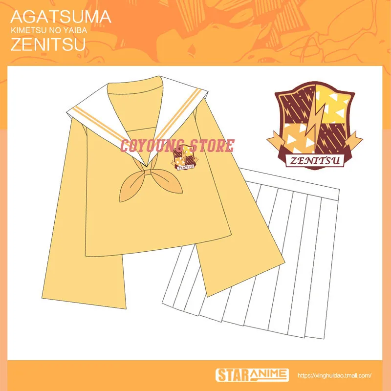 

Аниме Demon Slayer Kamado Tanjirou Agatsuma зенитсу костюм моряка JK униформа косплей куртка юбка костюм