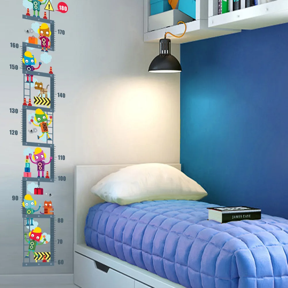 Робот измеряющая высоту наклейка на стену для детей детская комната Декор