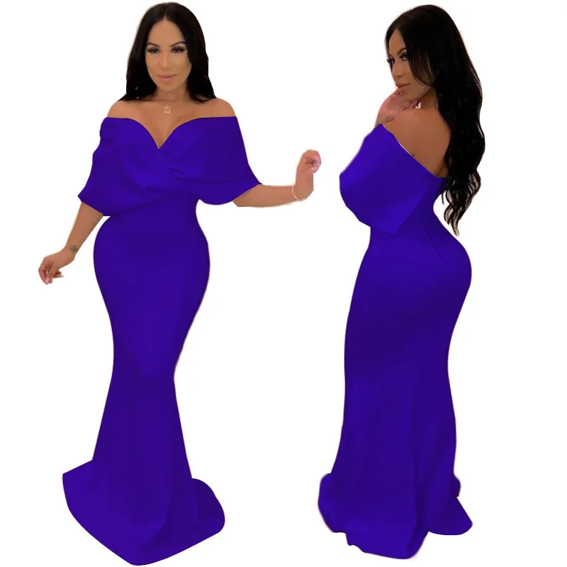 

2019 AliExpress Popular European and American Dress Sexy Backless Fishtail Skirt Large Size Knitted Dress Wholesale