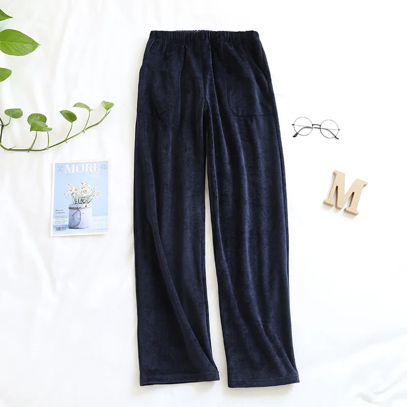 Женские осенне-зимние однотонные фланелевые повседневные длинные пижамные