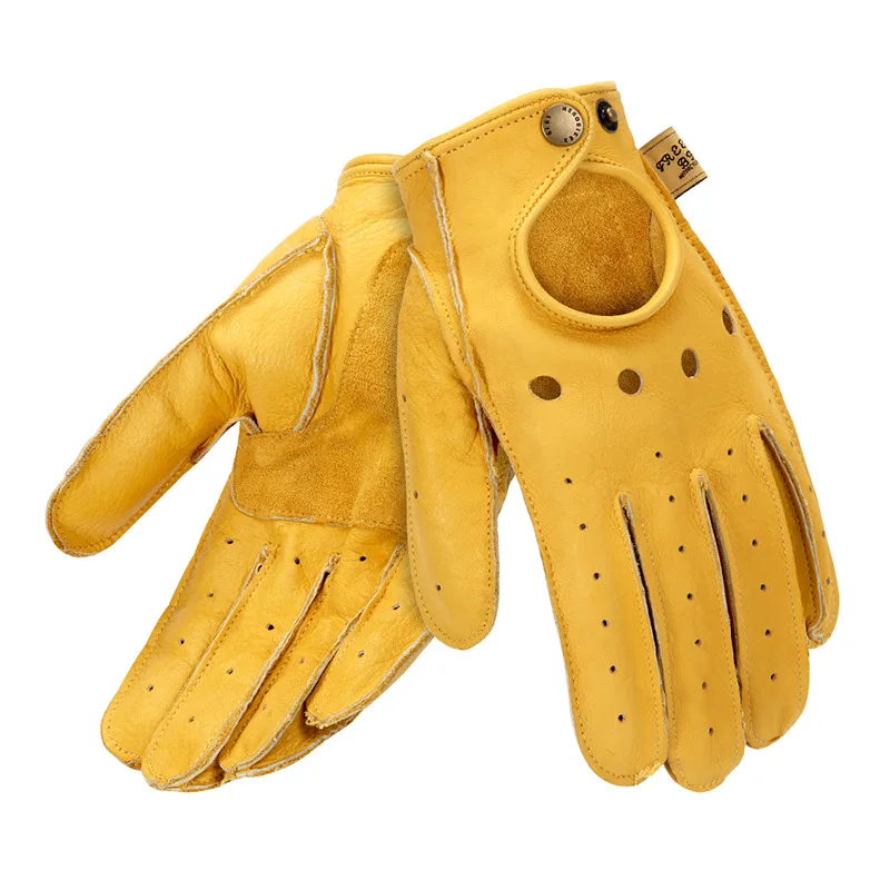 

Мотоциклетные Перчатки из натуральной овечьей кожи, винтажные, с закрытыми пальцами, в стиле ретро, байкерские, для сенсорных экранов