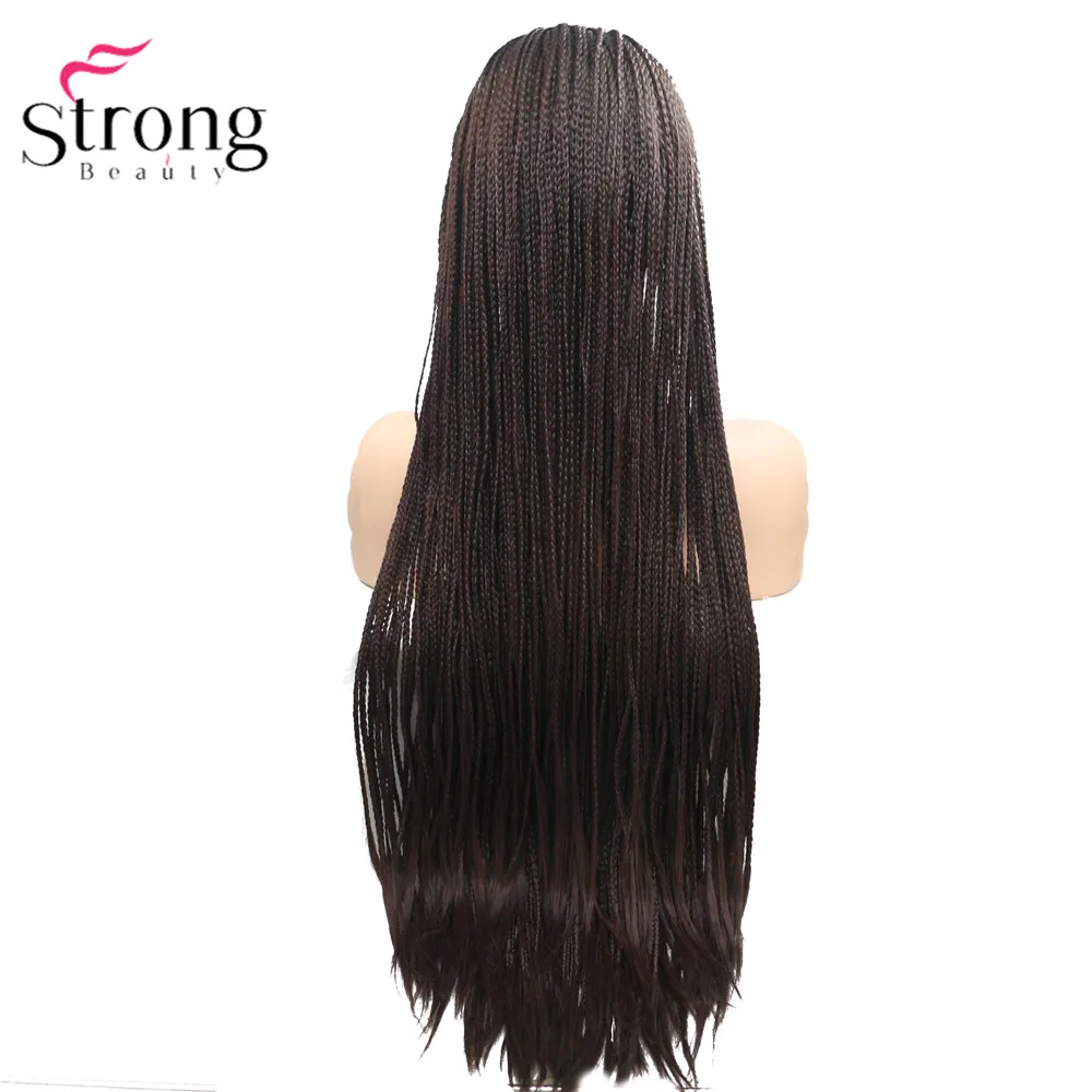 StrongBeauty коробка коса Кружева спереди длинный черный парик Омбре Синтетический Плетеный ящик косы парики для женщин - Color: XWY179-Auburn