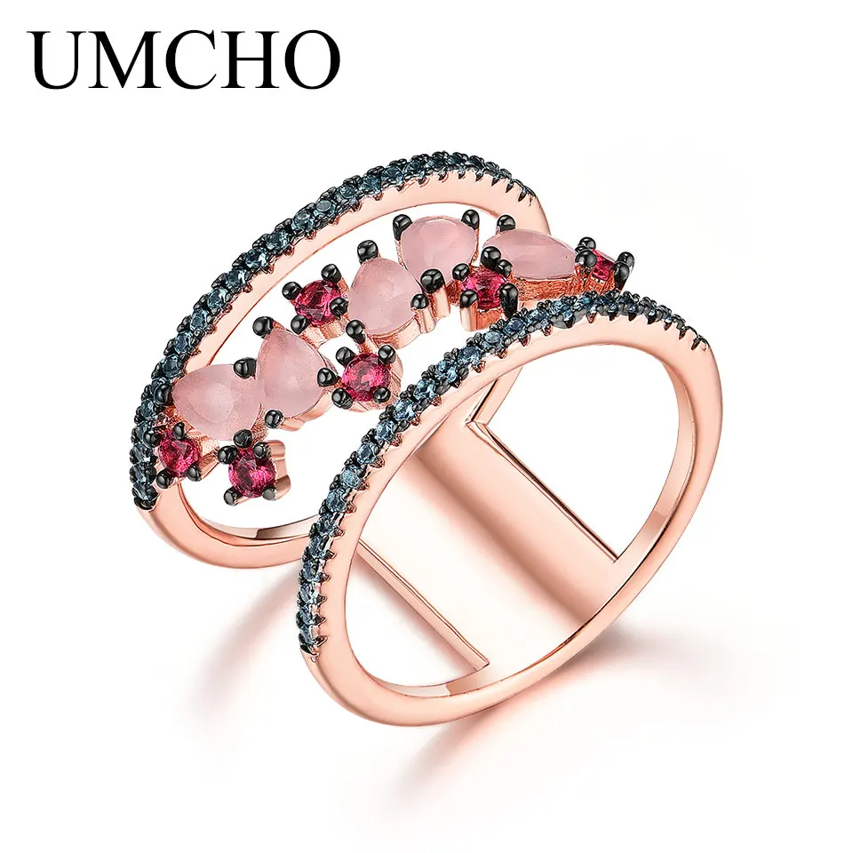 

UMCHO Solid 925 Sterling Silver Rings Created Nano Gemstone Rings For Women Wedding Bands Anniversary Gift Fine Jewelry