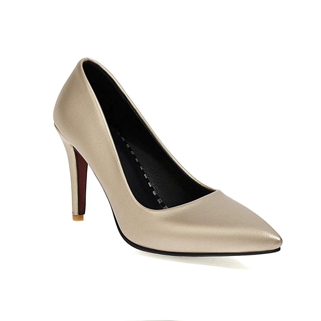 

2021 Shallow Mouth High Heels Pointed Toe Gold Shoes Sandals Ladies Lace-Up Slip On Latest Spikes Golden African Dress Beige Ca