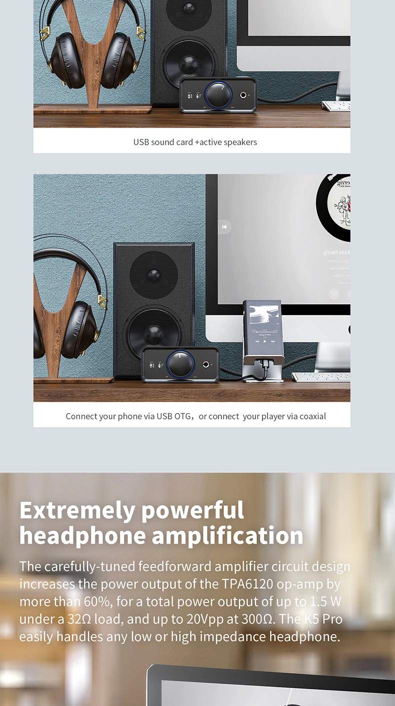 FiiO K5 Pro HiFi аудио усилитель AK4493EQ 768 к/32 бит DSD декодирование Deskstop AMP PCM DAC коаксиальный RCA вход, DAC